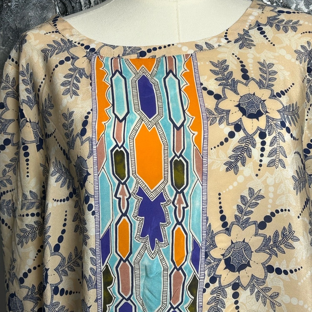 Maeve Anthropologie Multicolor Boho Floral blouse women’s size 10 3/4 sleeve - Picture 3 of 13